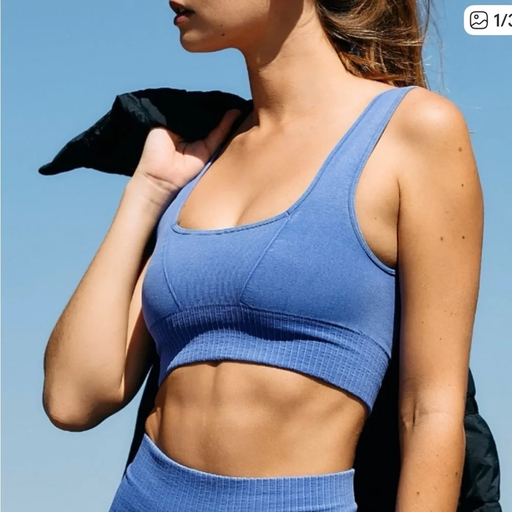 Free People FP Movement Good Karma Sports Bra SZ M L African Violet - Picture 1 of 5